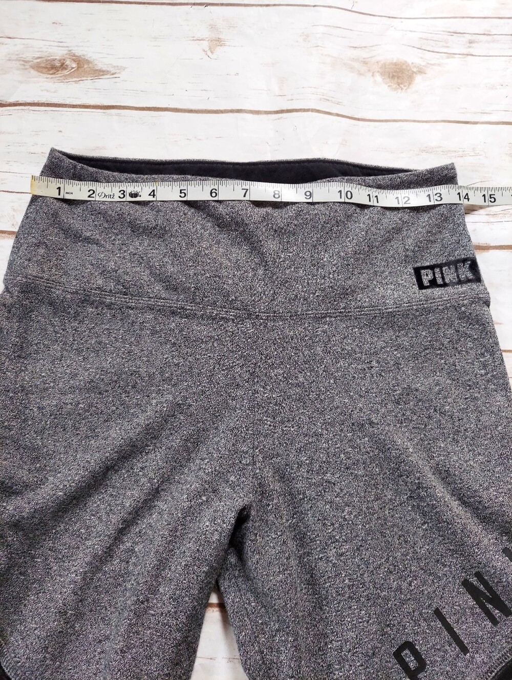 PINK Full Length Gray Leggings Black Mesh Trim Women's L - Picture 7 of 12